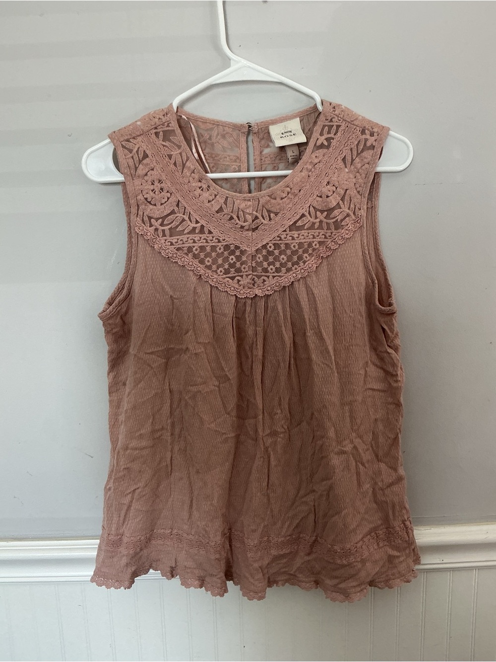 Knox Rose Lace Yoke Sleeveless Top - Dusty Rose